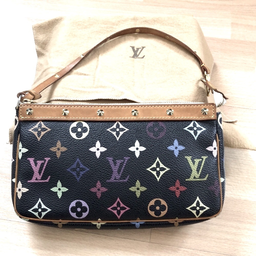 πΊπΊ VINTAGE πΊπΊ Louis Vuitton Murakami multi black Pochette - Picture 3 of 16